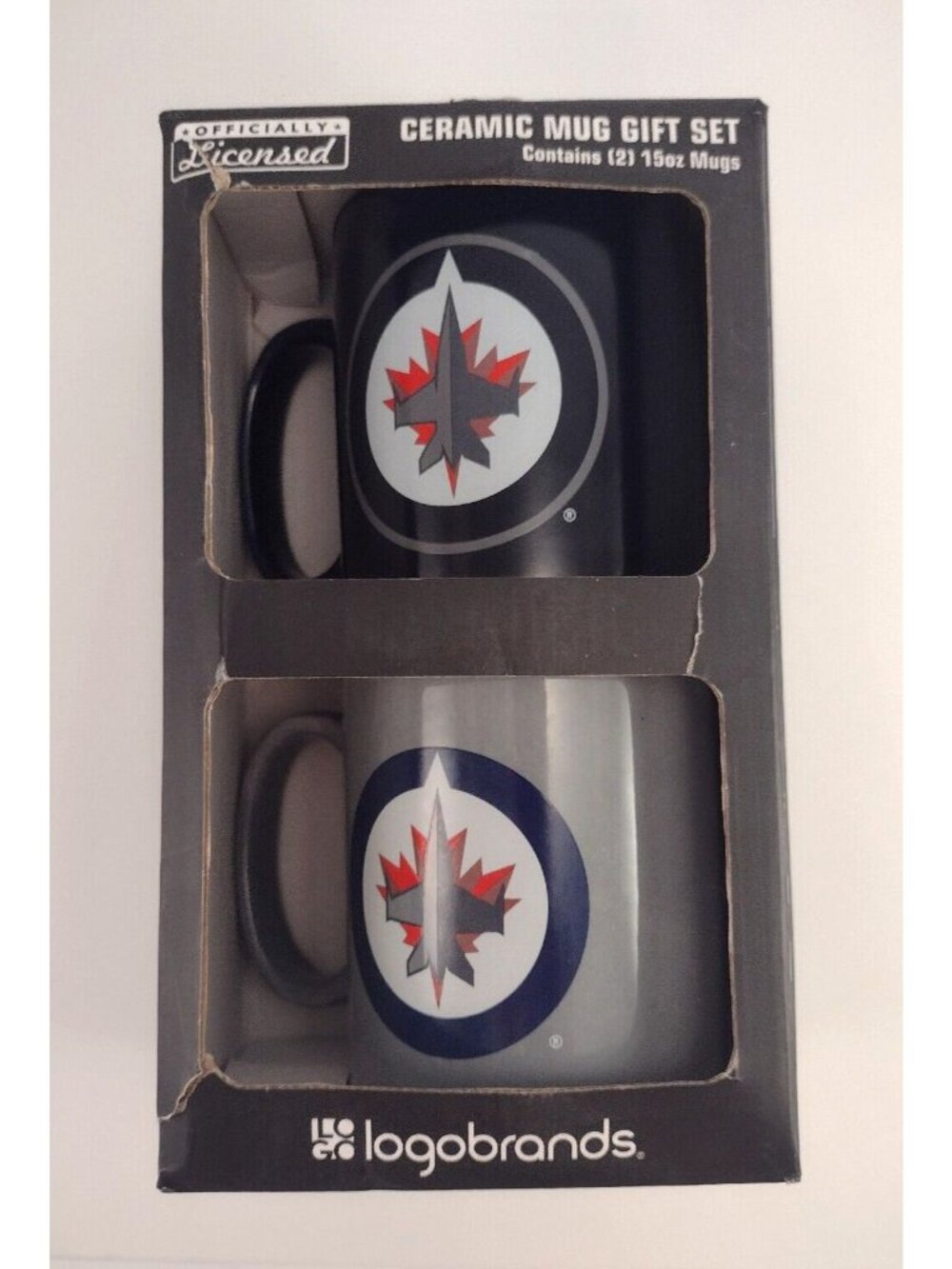 Winnipeg Jets Ceramic Coffee Mug Blue Gray Canada Hockey NHL Gift Set of 2 NEW